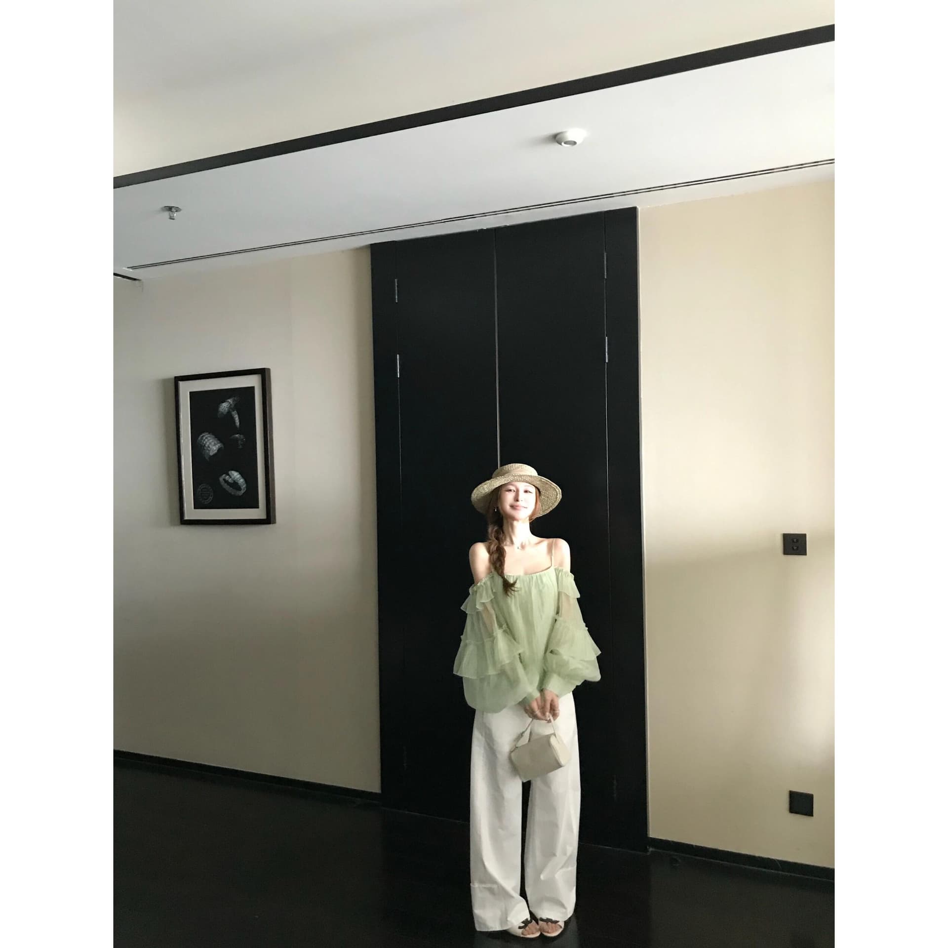 skk store 꿈 와일드 갤러리 감기 센스 프릴 꽃밭 슬립 쉬폰 긴팔 맨위 여름 얇은 스타일 이미지 3