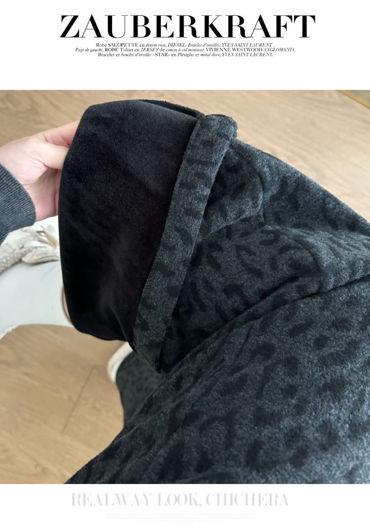 실사 지금 임산부 겨울 새로운 레오파드 무늬 수 있습니다. 철거 멩 새끼 고양이 털이 있는 멜빵 바지 외국 가스 귀여운 니트 맨위 세트 상세 이미지 26