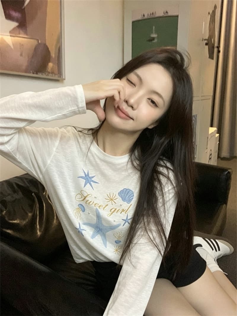 실사 2026 여름 새로운 루즈핏 만화 자외선 차단 의류 블라우스 여성