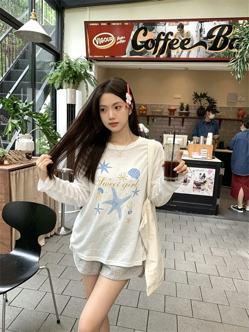 실사 2026 여름 새로운 루즈핏 만화 자외선 차단 의류 블라우스 여성 상세 이미지 7