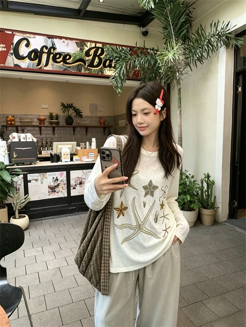 실사 여름 새로운 무거운 작업 막대기 훈련 조개 자외선 차단 의류 긴팔 루즈핏 얇고 가벼운 티셔츠 여성 상세 이미지 18