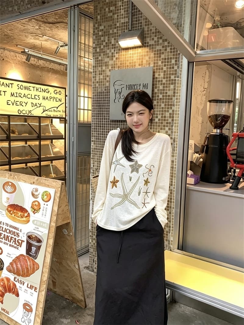 실사 여름 새로운 무거운 작업 막대기 훈련 조개 자외선 차단 의류 긴팔 루즈핏 얇고 가벼운 티셔츠 여성 상세 이미지 23