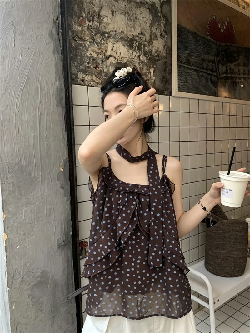 실사 레오파드 무늬 캐미솔 여름 디자인 센스 작은 대중 루즈핏 외출용 Chic 핫걸 슬림해 보이는 맨위 상세 이미지 1