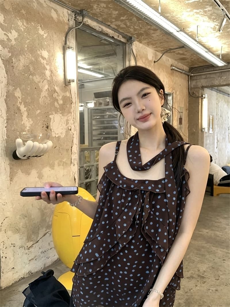 실사 레오파드 무늬 캐미솔 여름 디자인 센스 작은 대중 루즈핏 외출용 Chic 핫걸 슬림해 보이는 맨위 상세 이미지 5
