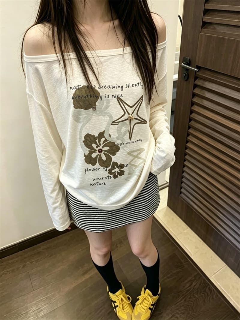 실사 여름 새로운 조개 프린트 자외선 차단 의류 긴팔 루즈핏 얇고 가벼운 티셔츠 여성 에어컨 셔츠 상세 이미지 3
