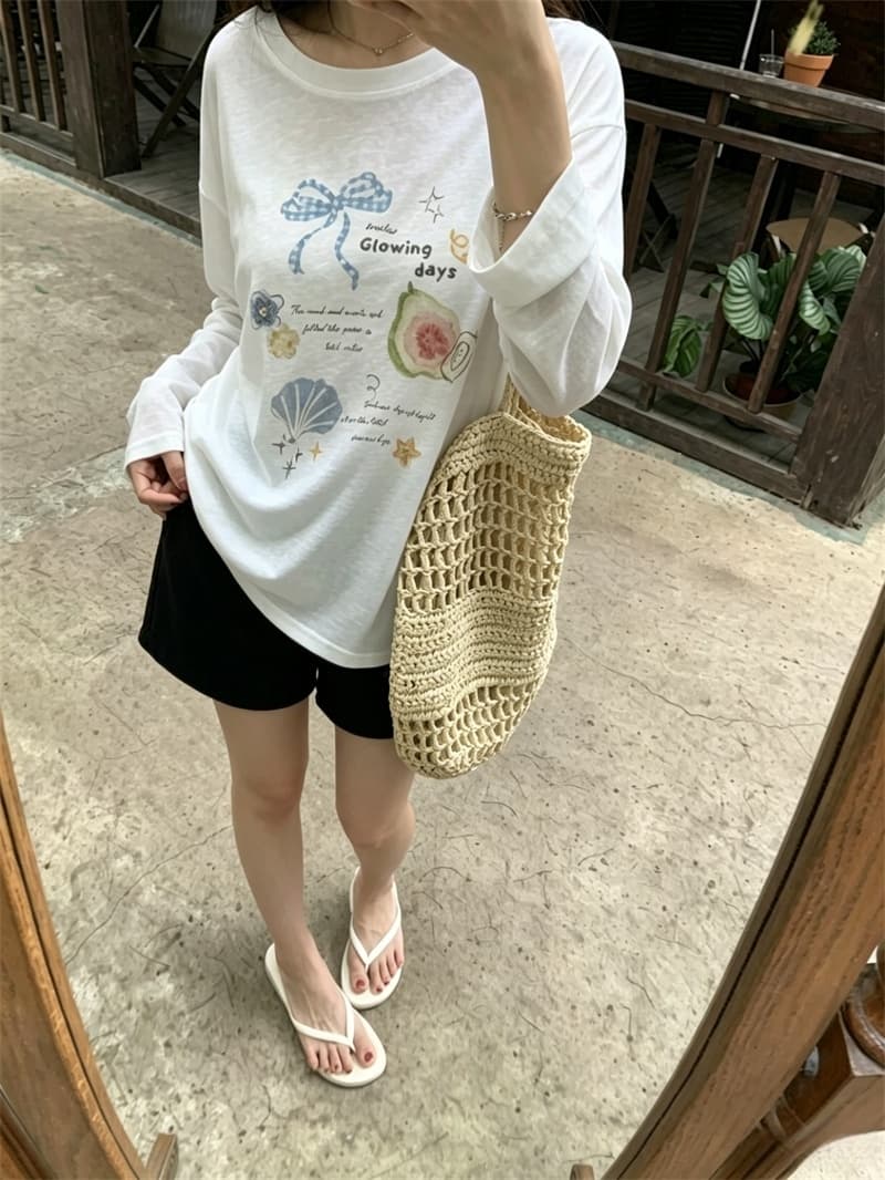 실사 여름 새로운 한국 스타일 루즈핏 다용도 프린트 자외선 차단 블라우스 얇은 스타일 긴팔 티셔츠 여성 상세 이미지 1