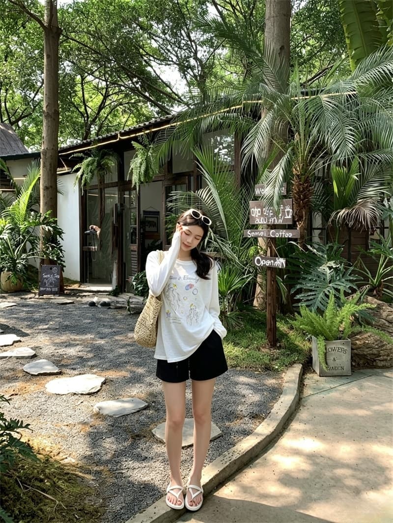 실사 여름 새로운 한국 스타일 루즈핏 다용도 프린트 자외선 차단 블라우스 얇은 스타일 긴팔 티셔츠 여성 상세 이미지 16