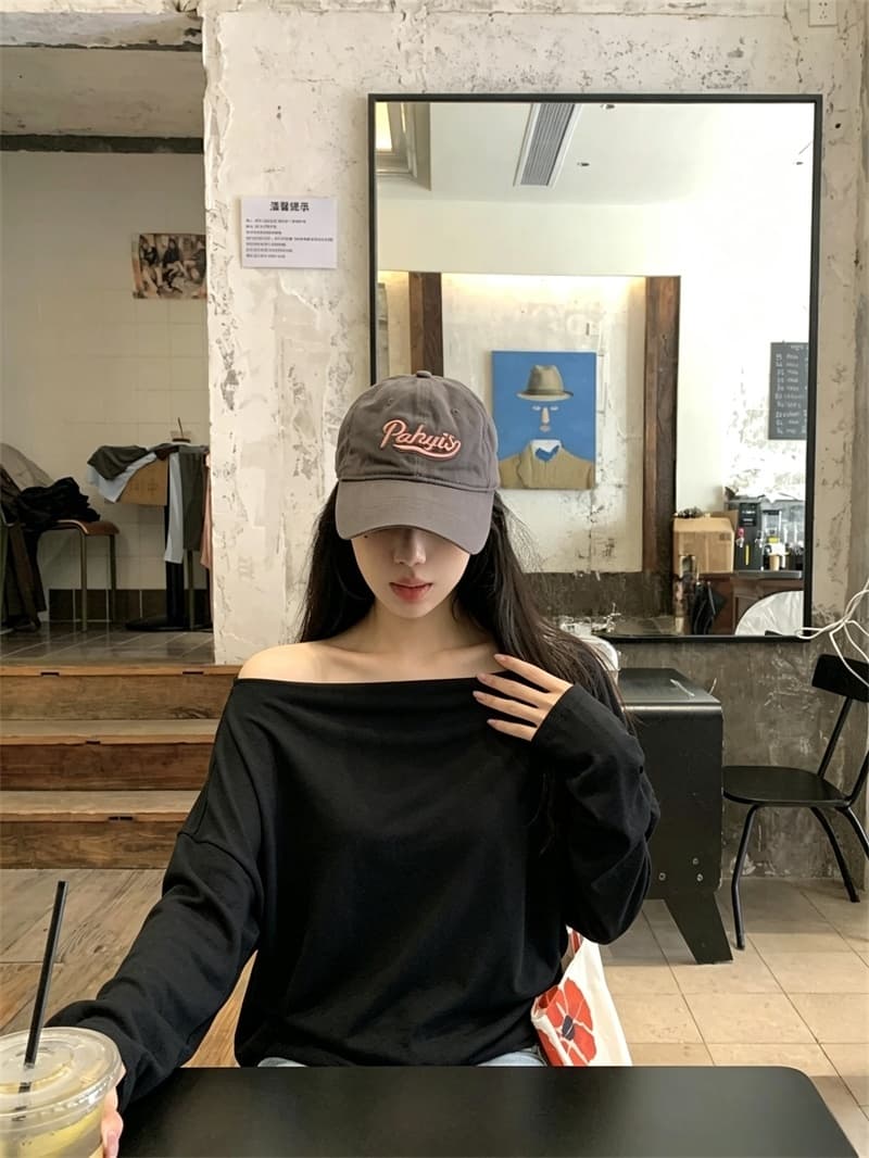 실사 한국 스타일 미니멀리즘 보트넥 스트라이프 기본 셔츠 슬림해 보이는 다용도 맨위 티셔츠 여성 상세 이미지 11