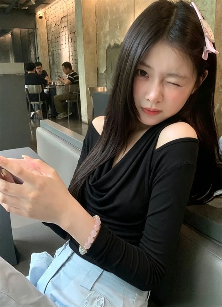 실사 디자인 센스 초강력 이른 가을 새로운 대 신축성 행침 목 페이크 레이어드 티셔츠 종이 사람들 맨위 여성 상세 이미지 3