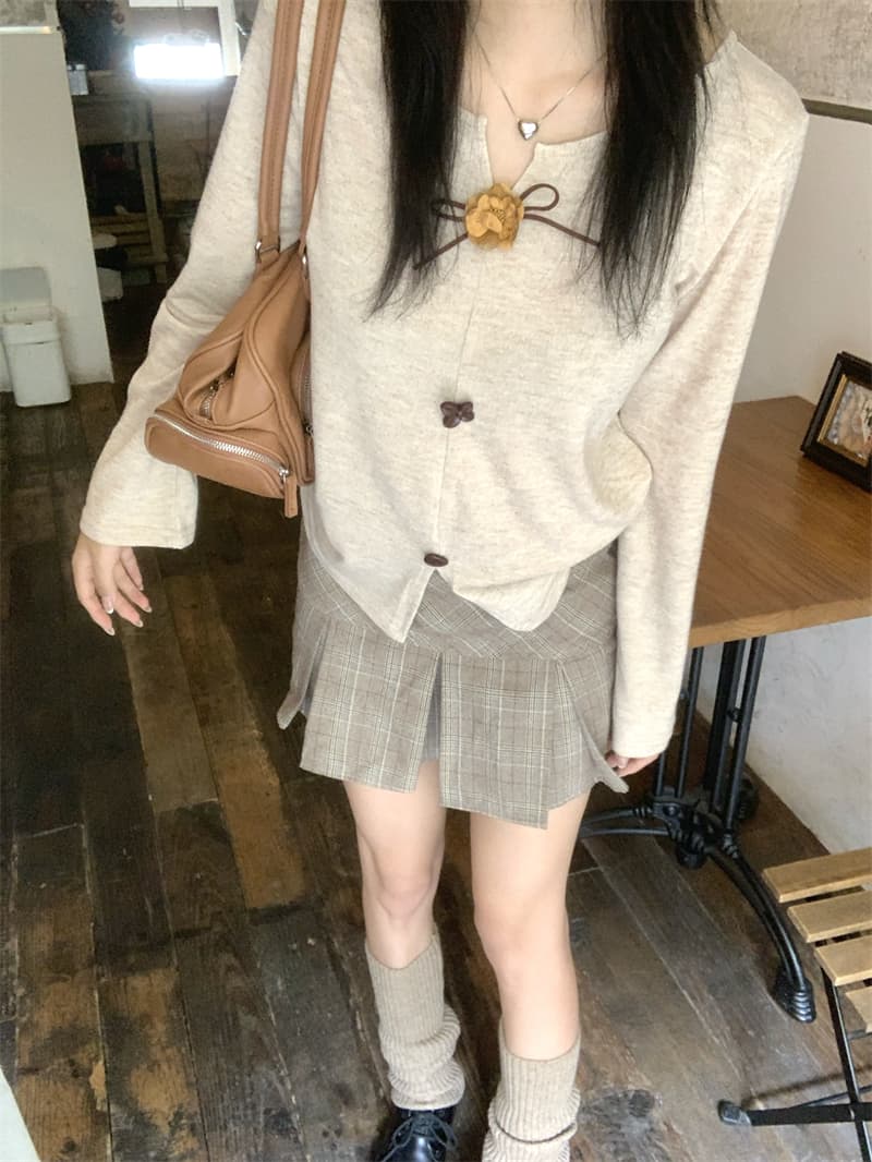 실사 이른 가을 새로운 한 부서 달콤함 슬림해 보이는 긴팔 티셔츠 맨위 여성 상세 이미지 7