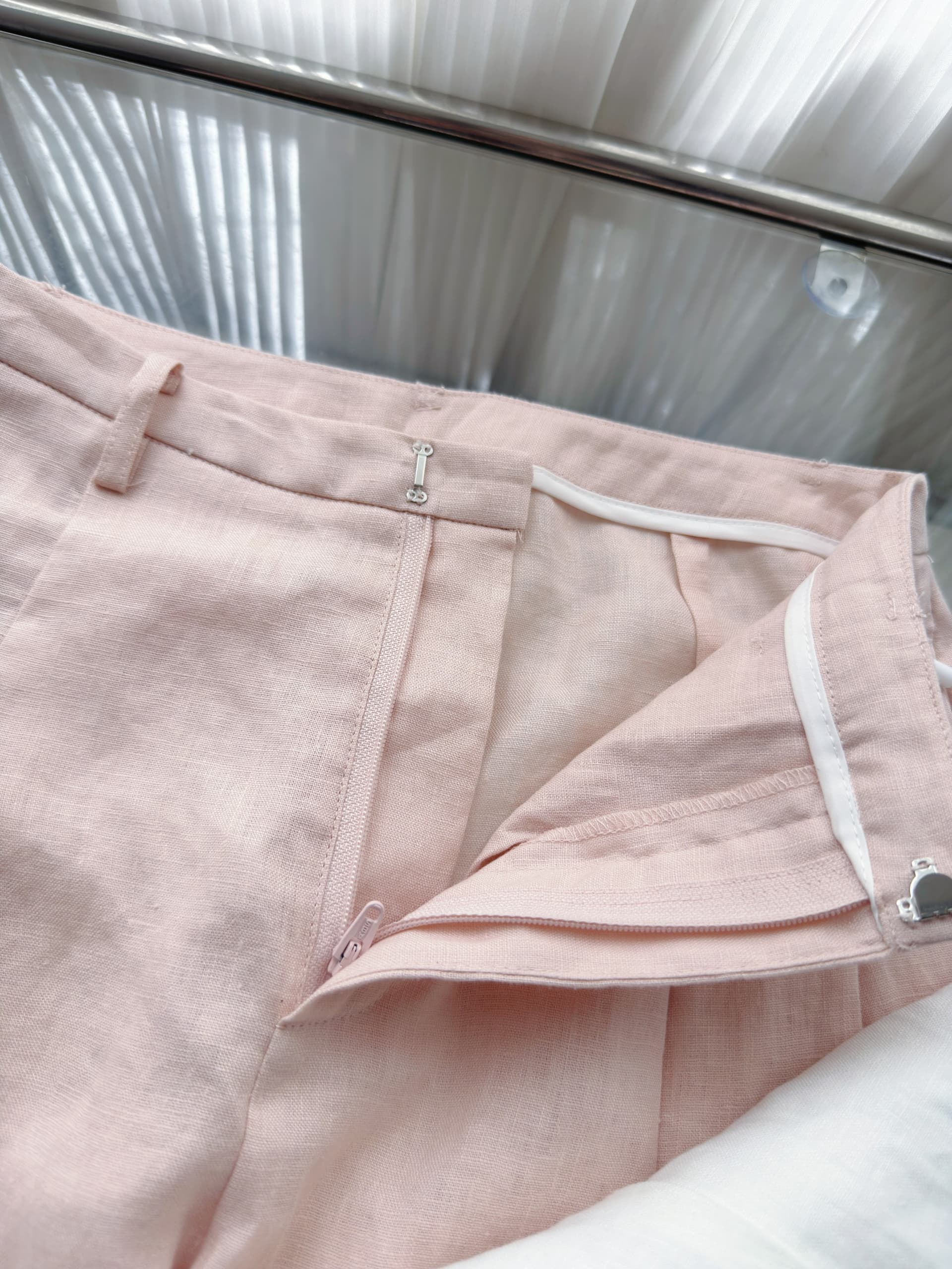 yuyureal 산소 100 전체 아마 여름 에어컨 화이트 핑크색 캐주얼 바지 도루 센스 넓은 다리 면 린넨 바지 상세 이미지 10