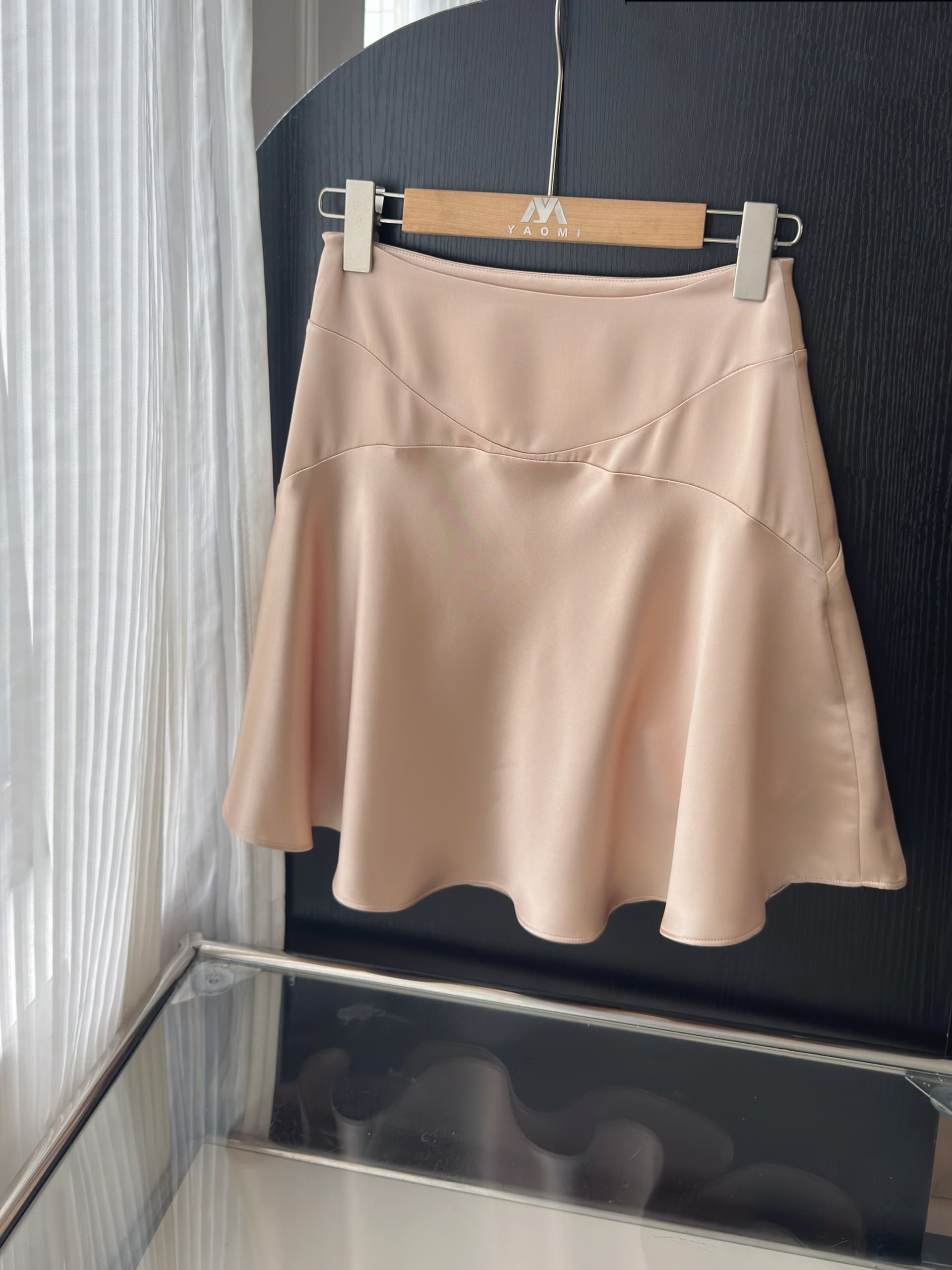콩 satin 단계별 건강 포즈 부드러운 빛 새틴 중년 비스듬한 자르다 똑똑한 아세트산 반 스커트 상세 이미지 15
