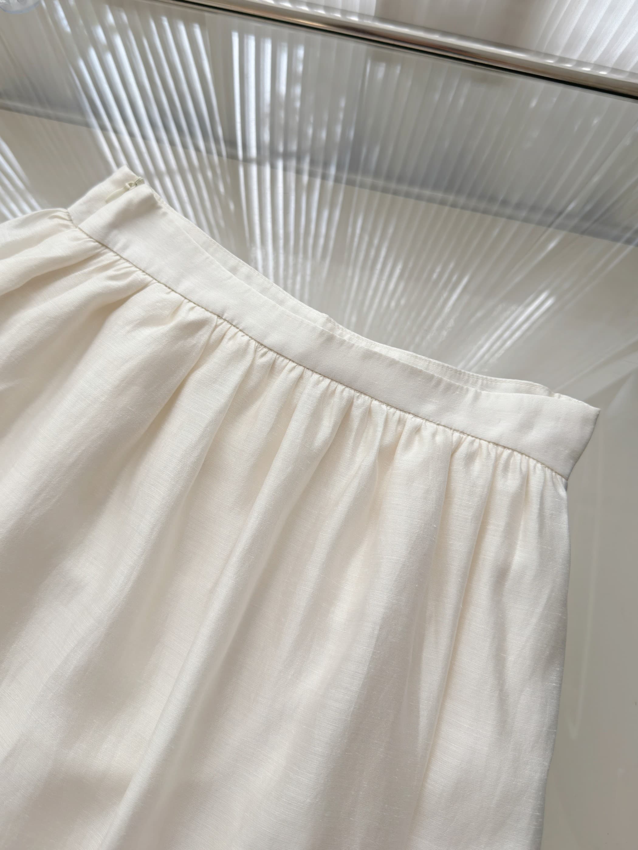 linen 유리 조용한 꿈 가벼움 부드러운 빛 휴식 한 마디 주름 아세트산 아마 반 스커트 상세 이미지 13