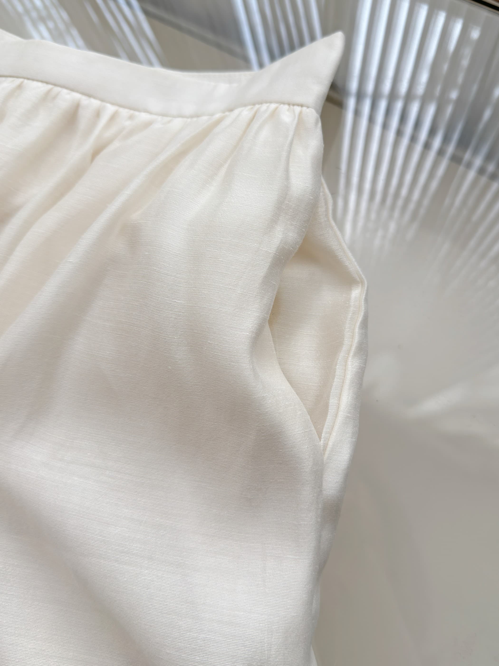 linen 유리 조용한 꿈 가벼움 부드러운 빛 휴식 한 마디 주름 아세트산 아마 반 스커트 상세 이미지 16