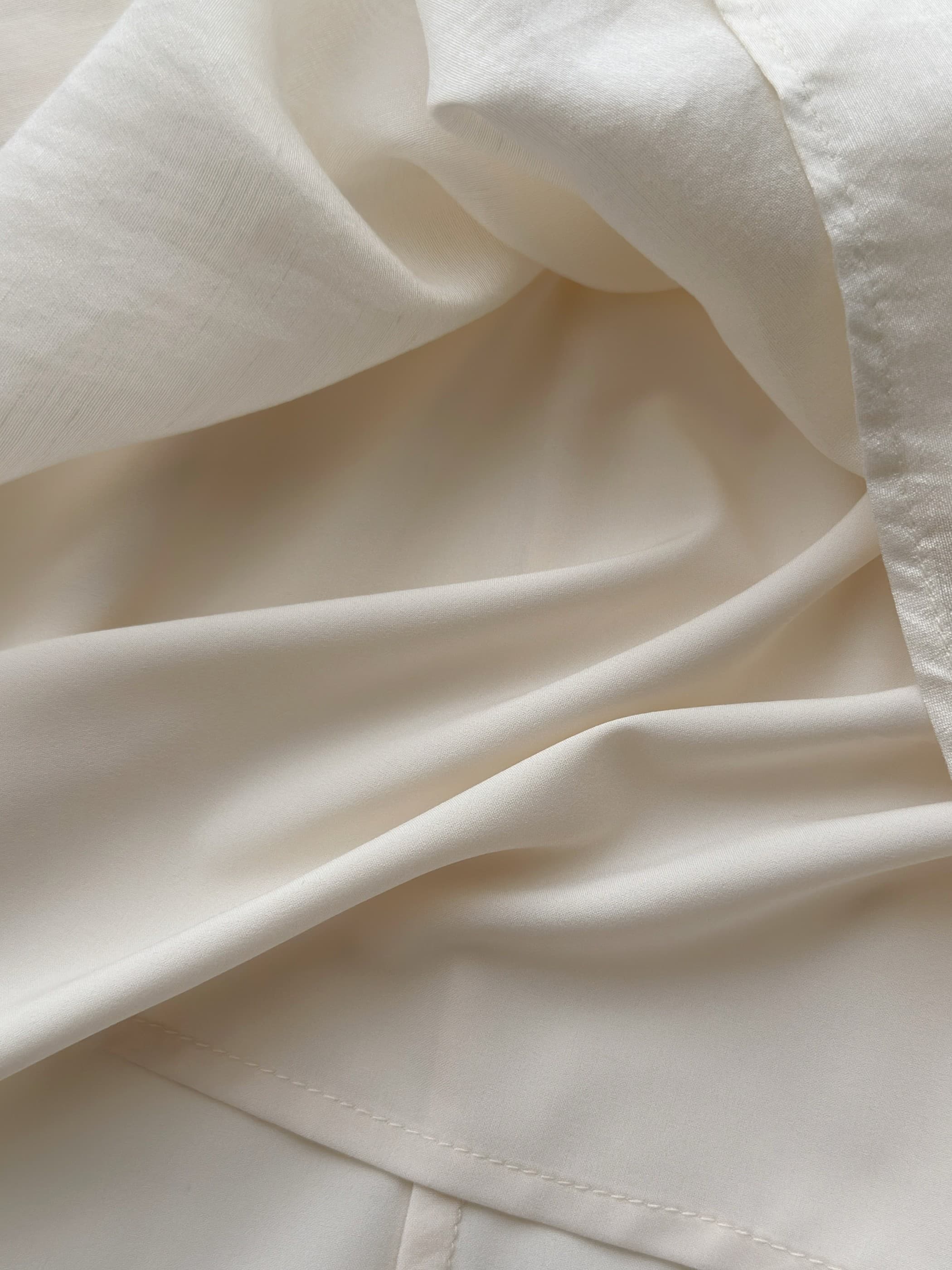 linen 유리 조용한 꿈 가벼움 부드러운 빛 휴식 한 마디 주름 아세트산 아마 반 스커트 상세 이미지 17