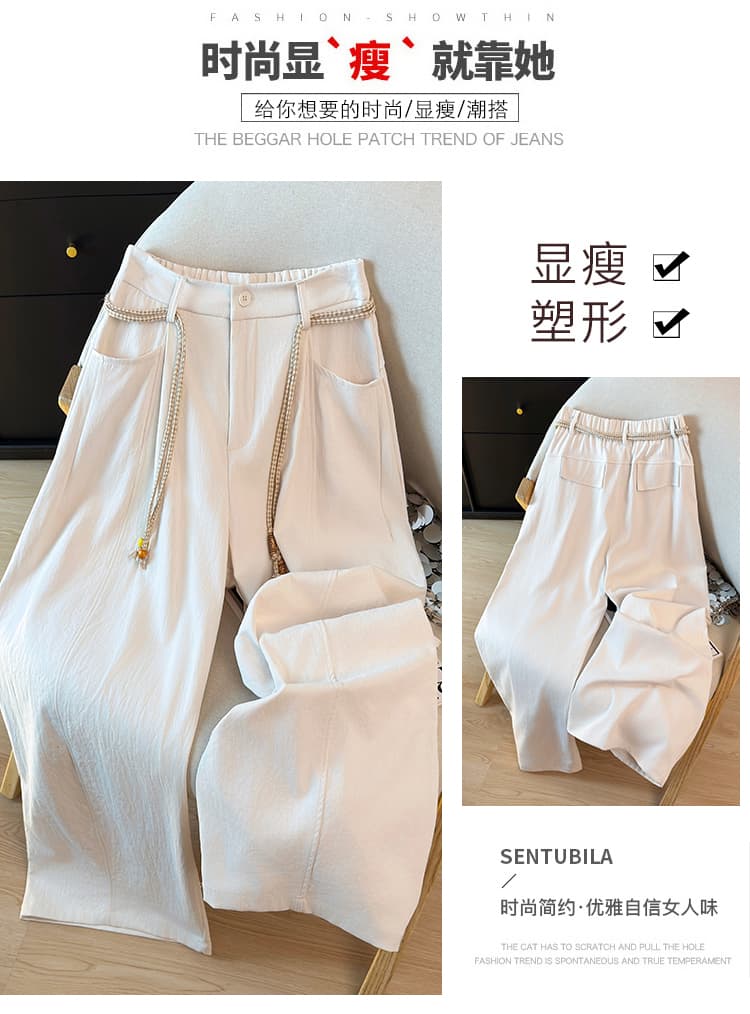 가을 겨울 새로운 외국 가스 와이드 레그 팬츠 레트로 워시 물 면 모통이 칼 바지 다용도 캐주얼 바지 한국 스타일 하이웨이스트 아빠 바지 상세 이미지 3