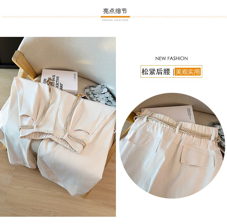 가을 겨울 새로운 외국 가스 와이드 레그 팬츠 레트로 워시 물 면 모통이 칼 바지 다용도 캐주얼 바지 한국 스타일 하이웨이스트 아빠 바지 상세 이미지 4
