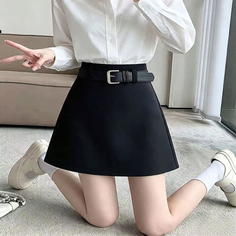 가을 겨울 새로운 트렌디 차가운 캐주얼 반신 스커트 다용도 슬림해 보이는 A라인 스커트 하이웨이스트 한국 스타일 타이트 스커트 미니 스커트 한 걸음 미니 스커트 이미지 3