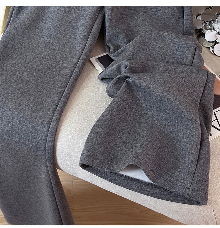 가을 겨울 새로운 방귀 커튼 나팔 바지 한국 스타일 다용도 페이크 레이어드 부츠컷 바지 하이웨이스트 몸매 가꾸기 캐주얼 와이드 레그 팬츠 상세 이미지 18