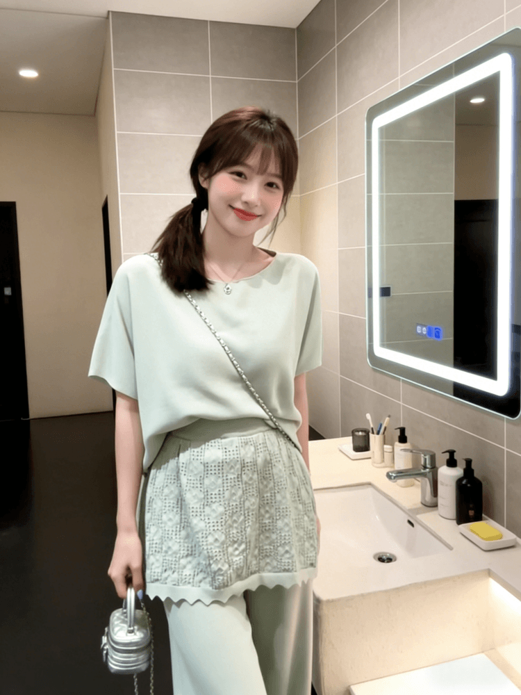 한국 동대문 2026 여름 새로운 외국 가스 다용도 슬림해 보이는 랩스커트팬츠 패치워크 바지 맨위 투피스 슈트 여성 상세 이미지 15