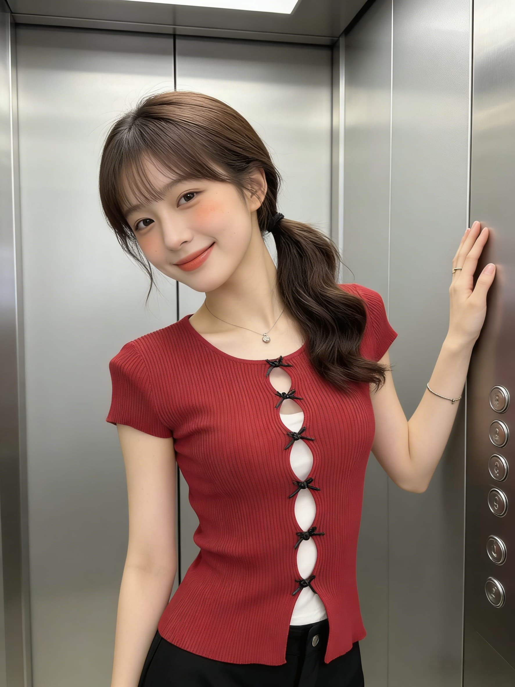 titi 작은 자매 반란 연인 반팔 니트 스웨터 여성 봄 빨간색 홀로우 아웃 쇼트 스타일 핫걸 만나는 맨위 상세 이미지 10