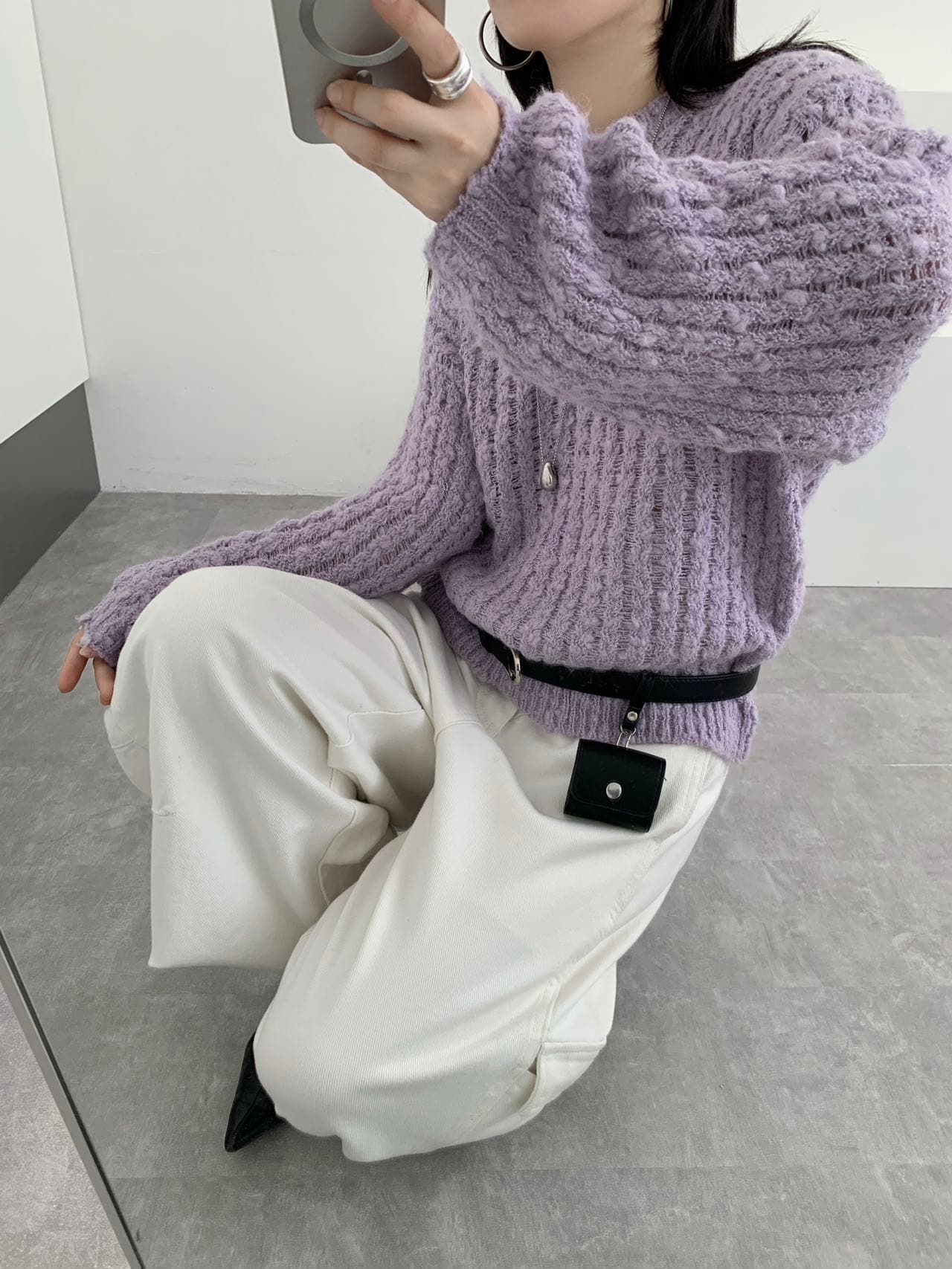 한 부서 단색 라운드 넥 풀오버 스웨터 여자 가을 겨울 새로운 루즈핏 패션 캐주얼 느긋한 바람 니트 스웨터 맨위 상세 이미지 10