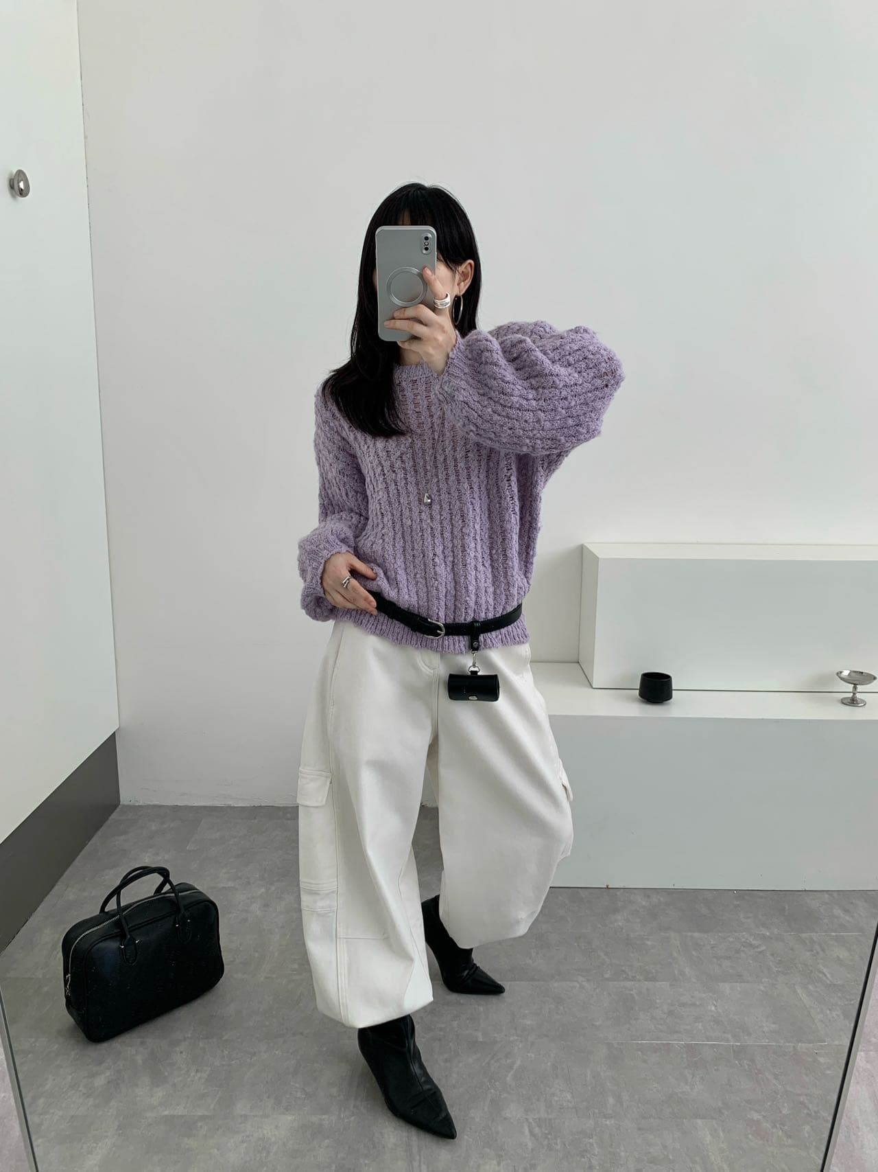 한 부서 단색 라운드 넥 풀오버 스웨터 여자 가을 겨울 새로운 루즈핏 패션 캐주얼 느긋한 바람 니트 스웨터 맨위 상세 이미지 11