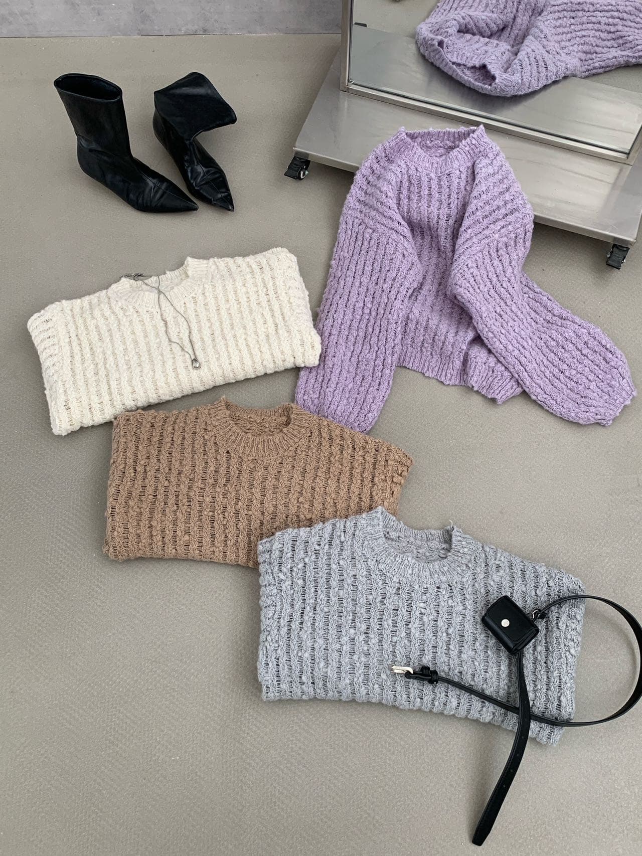 한 부서 단색 라운드 넥 풀오버 스웨터 여자 가을 겨울 새로운 루즈핏 패션 캐주얼 느긋한 바람 니트 스웨터 맨위 상세 이미지 17