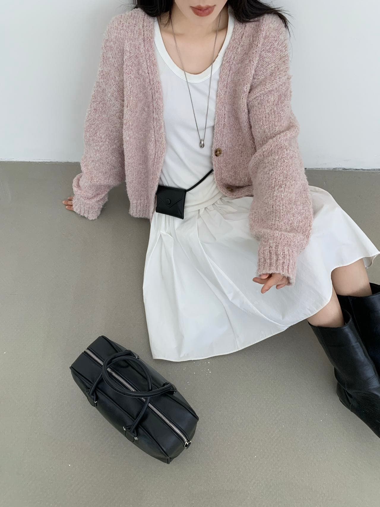 좋은 부드럽다 좋은 부드럽다 느긋한 바람 싱글 줄 버튼 가을 V넥 한국 스타일 캐주얼 스택 착용 니트 양모 오픈 가디건 상세 이미지 16