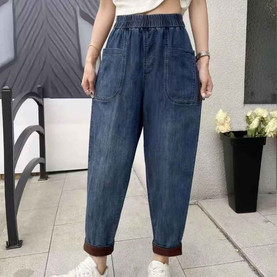 봄 여름 새로운 루즈핏 청바지 여성 하렘 바지 레트로 자수 캐주얼 무 바지 패션 슬림해 보이는 9부 바지 여성 상세 이미지 3