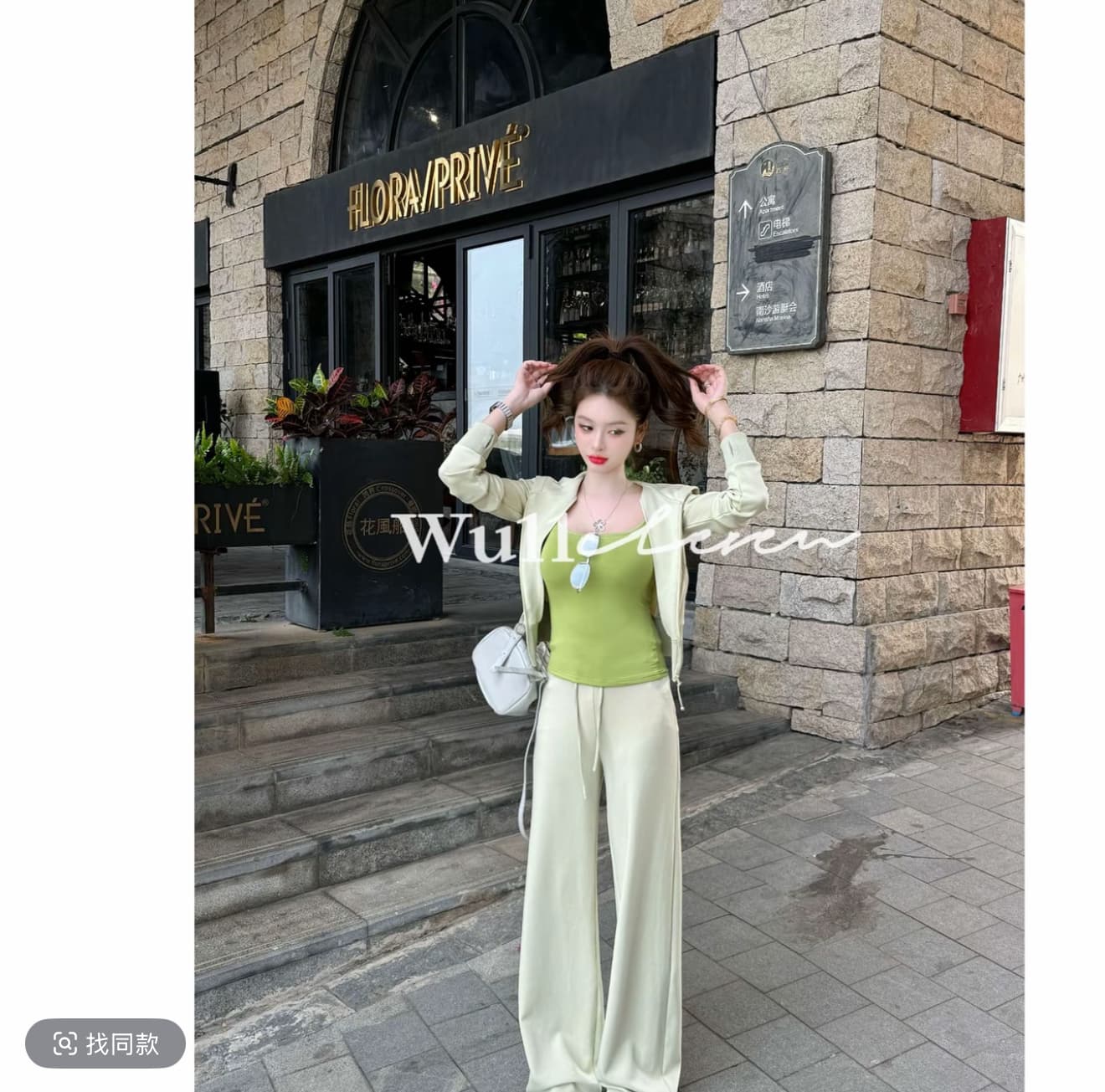 새로운 패션 외국 가스 몸매 가꾸기 오픈 가디건 후드 재킷 바지 3종 세트 상세 이미지 3