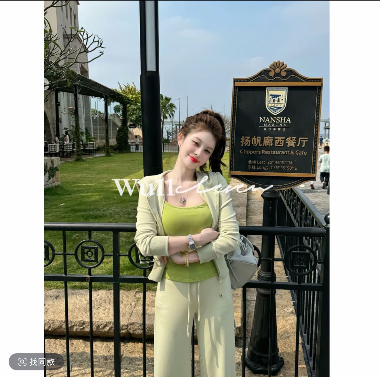 새로운 패션 외국 가스 몸매 가꾸기 오픈 가디건 후드 재킷 바지 3종 세트 상세 이미지 5