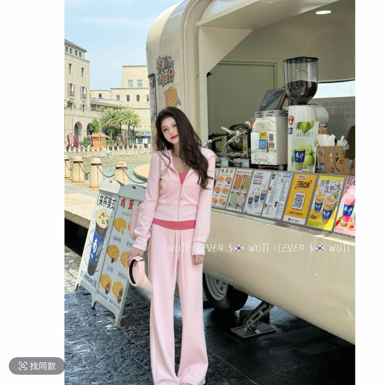 새로운 패션 외국 가스 몸매 가꾸기 오픈 가디건 후드 재킷 바지 3종 세트 이미지 2