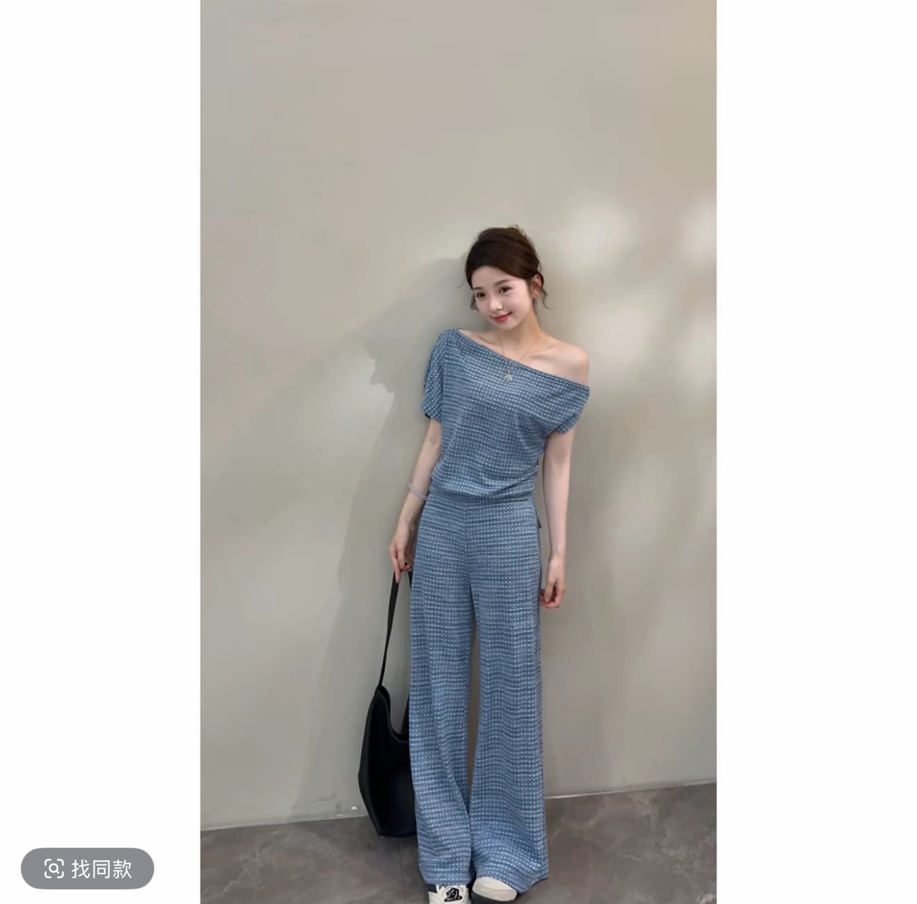 노래 송 여름 새로운 미니멀리즘 패션 캐주얼 짧은 맨위 코디 하이웨이스트 와이드 레그 팬츠 여자 세트