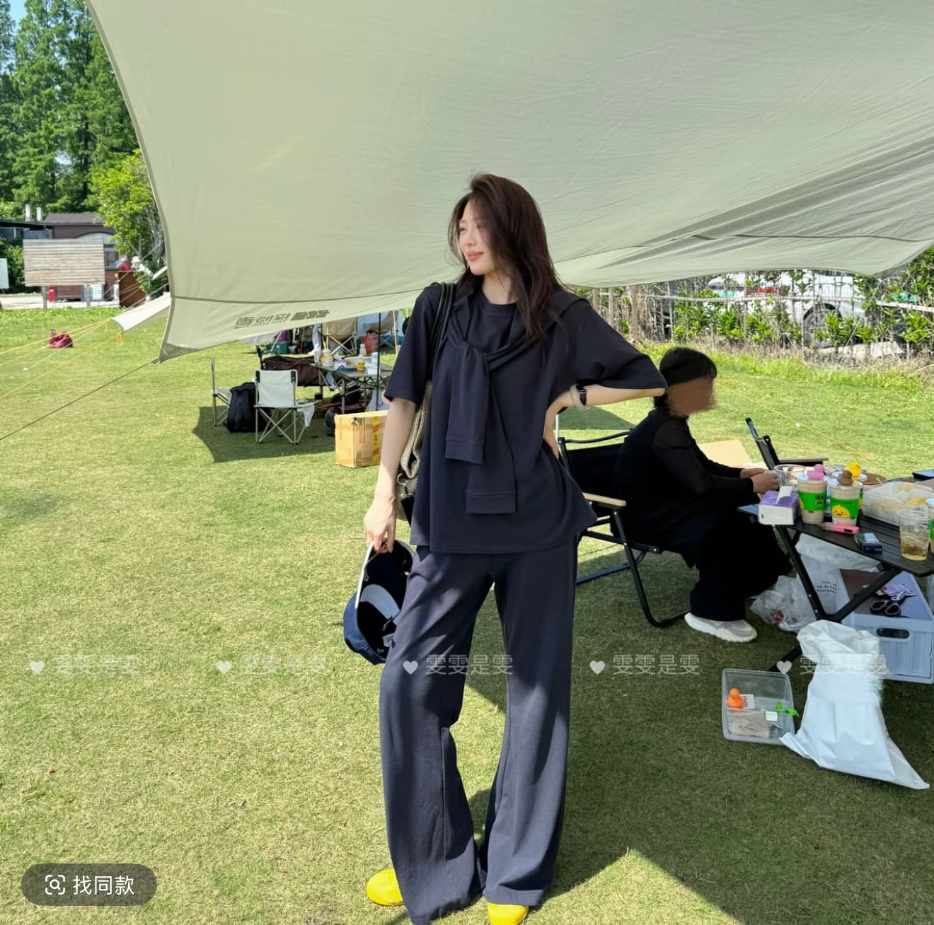 여름 새로운 미니멀리즘 출퇴근 숄 짧은 소매 커버 바지 아이들 느긋한 바람 루즈핏 디자인 센스 세련된 3종 세트 상세 이미지 3