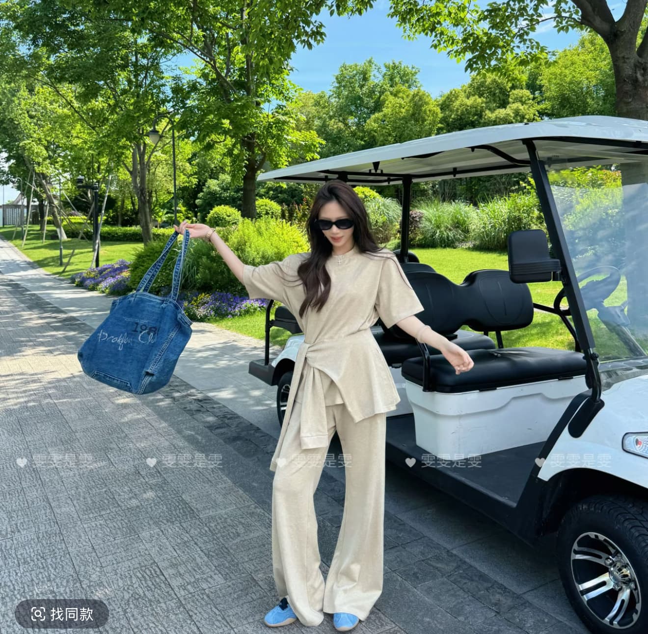 여름 새로운 미니멀리즘 출퇴근 숄 짧은 소매 커버 바지 아이들 느긋한 바람 루즈핏 디자인 센스 세련된 3종 세트 상세 이미지 6