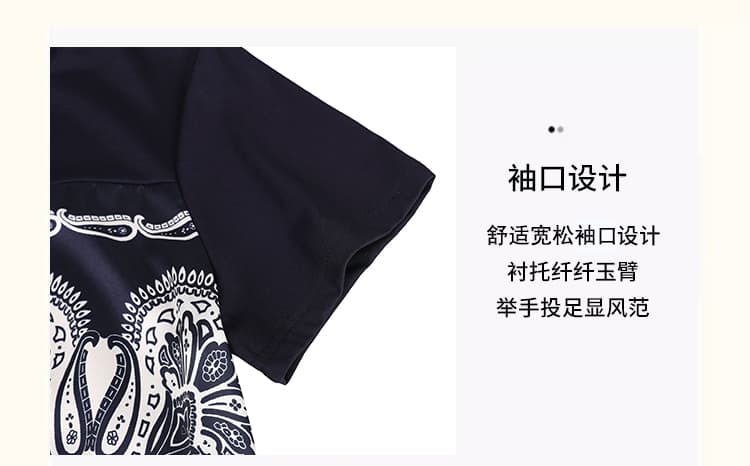 실사 대 프린트 싸움 주문 측면 작은 트임 레이스업 디자인 여름 캐주얼 라운드 넥 티셔츠 반팔 상세 이미지 9