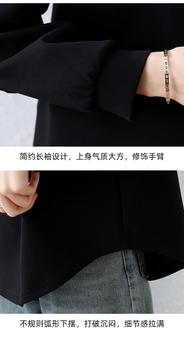실사 빅 사이즈 여성 의류 2026 년 가을 새로운 디자인 센스 패션 연령 감소 후드 맨위 다용도 작은 셔츠 티셔츠 상세 이미지 7