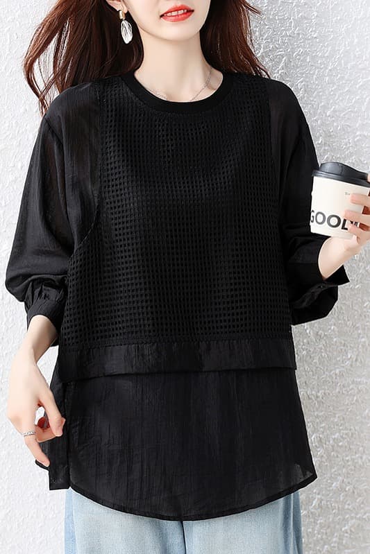 실사 2026 가을 새로운 빅 사이즈 여성 의류 지방 mm 미니멀리즘 패션 루즈핏 표지 고기 슬림해 보이는 맨위 다용도 티셔츠 이미지 7