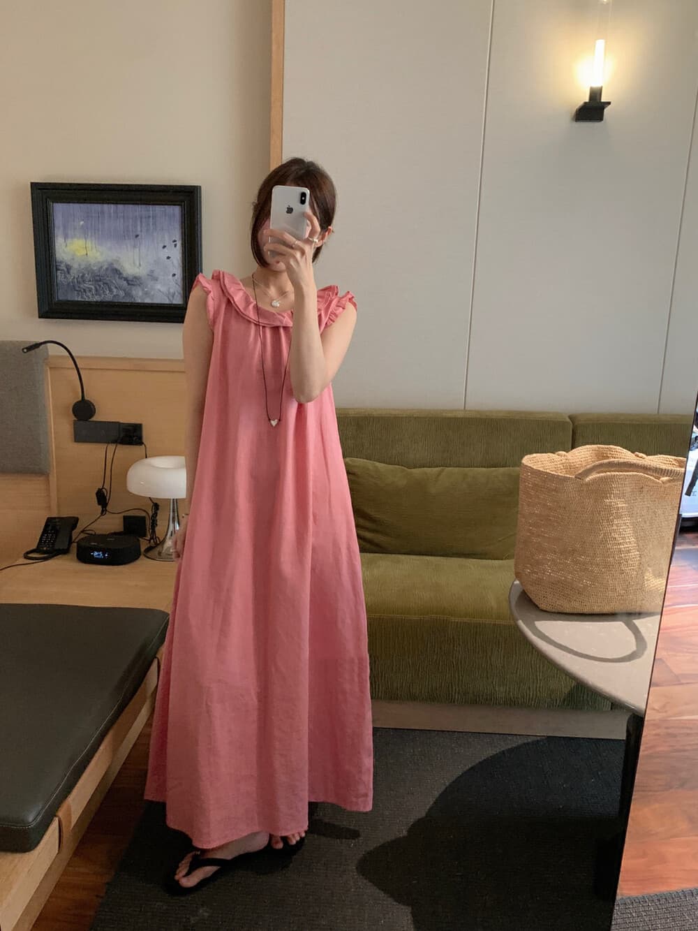 재고 있음 ins 한국 여름 품격 숙녀 미니멀리즘 슬림해 보이는 출퇴근 연령 감소 다용도 프릴 조끼 스커트 여성 상세 이미지 5