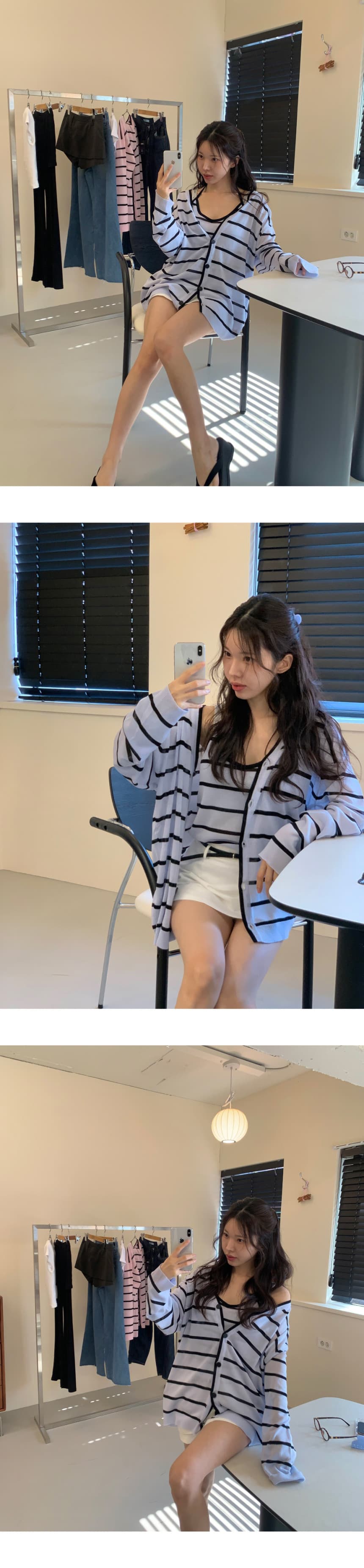 재고 있음 ins 한 부서 여름 얇은 스타일 품격 느긋한 시원한 긴팔 니트 스웨터 오픈 가디건 슬립 투피스 세트 상세 이미지 20