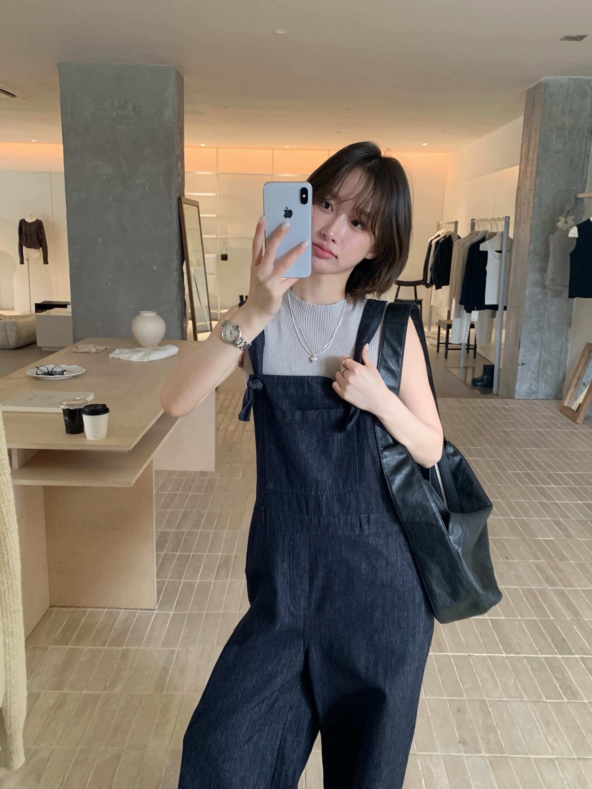 재고 있음 ins 한국 진한 파란색 루즈핏 멜빵 바지 청바지 가을 레트로 느슨함 느긋한 센스 바지 이미지 3