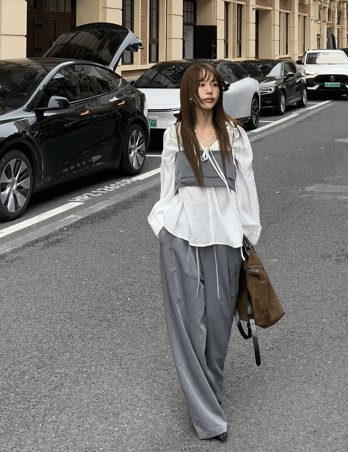 재고 있음 ins 한국 동대문 디자인 센스 패션 좋은 착용 가져 가라. 슬립 정장 펌프 로프 긴 바지 셔츠 세트 상세 이미지 1