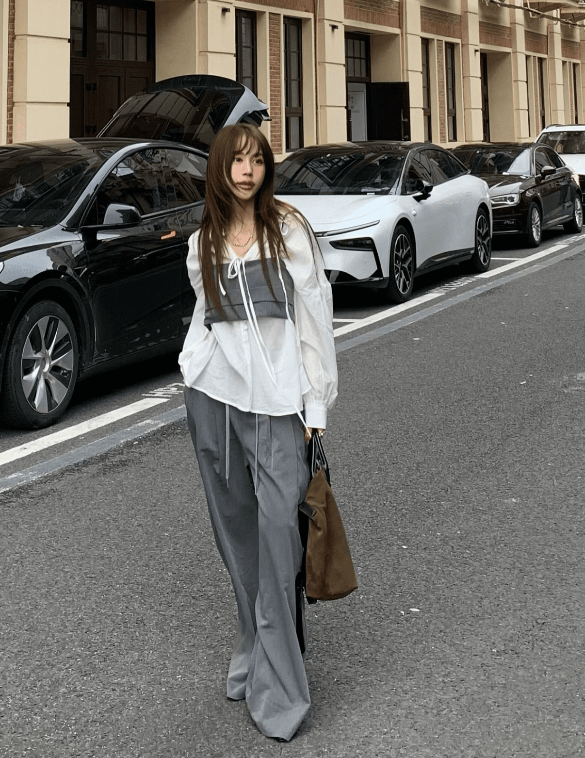 재고 있음 ins 한국 동대문 디자인 센스 패션 좋은 착용 가져 가라. 슬립 정장 펌프 로프 긴 바지 셔츠 세트 상세 이미지 3