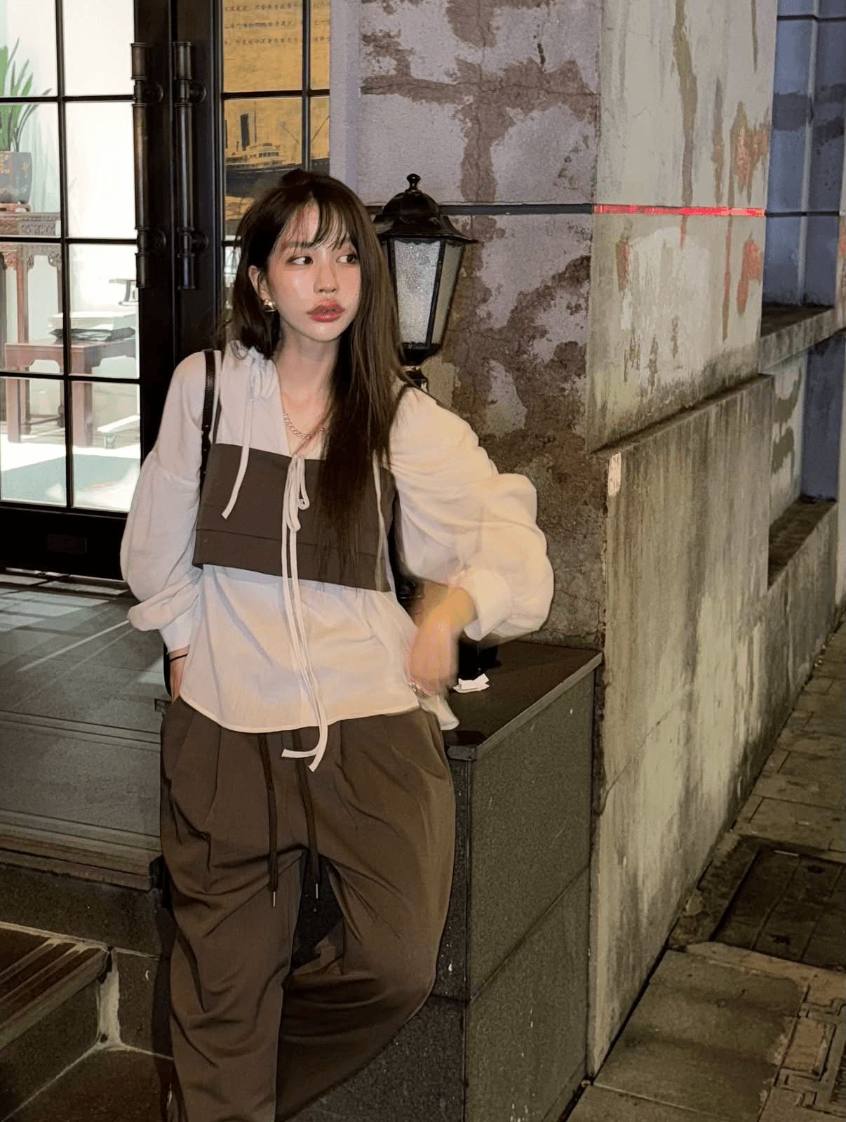 재고 있음 ins 한국 동대문 디자인 센스 패션 좋은 착용 가져 가라. 슬립 정장 펌프 로프 긴 바지 셔츠 세트 상세 이미지 9