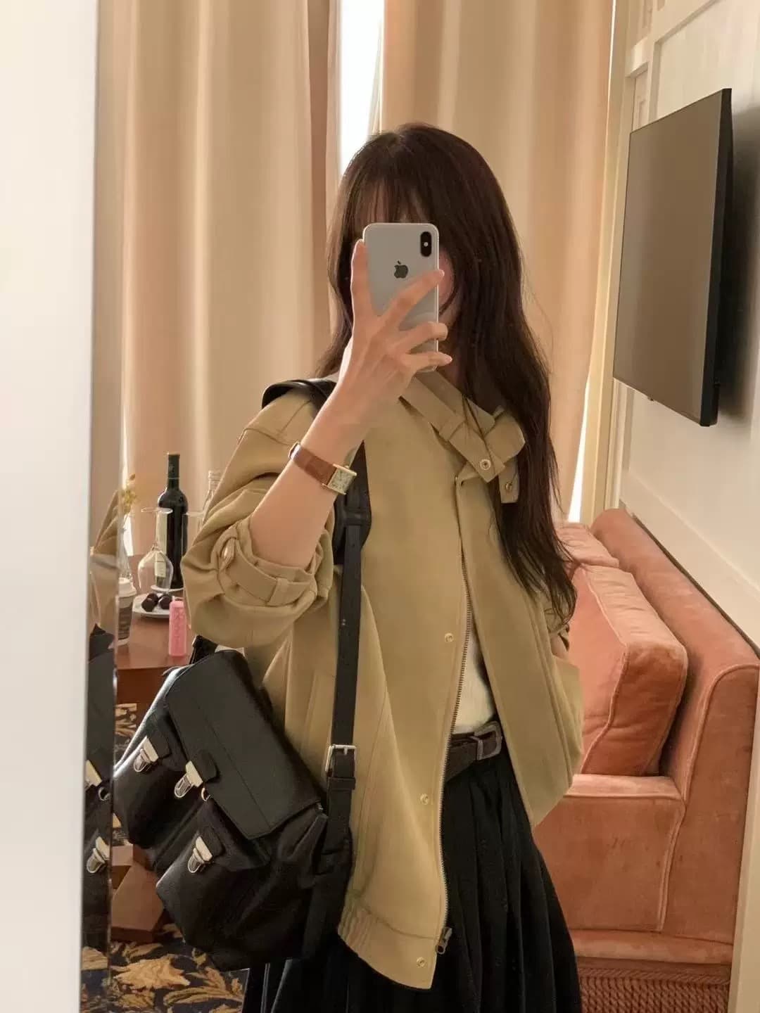 재고 있음 ins 한국 동대문 조금 차가운 가을 새로운 루즈핏 레트로 스웨이드 재킷 재킷 작은 키 상세 이미지 3