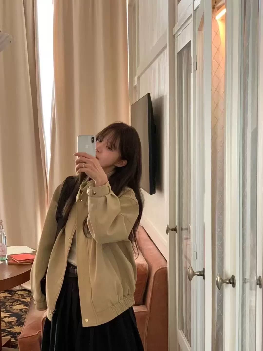 재고 있음 ins 한국 동대문 조금 차가운 가을 새로운 루즈핏 레트로 스웨이드 재킷 재킷 작은 키 상세 이미지 6