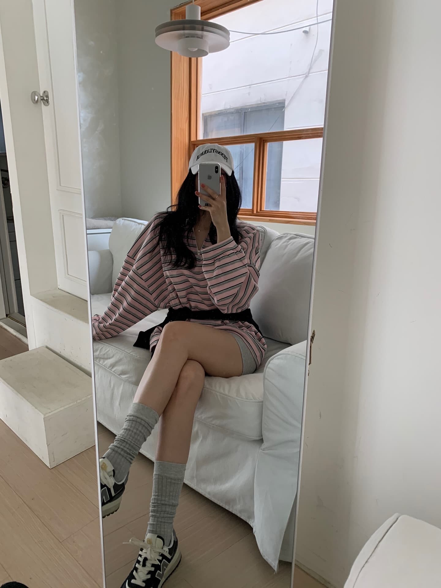 재고 있음 ins 한국 polo 스트라이프 긴 소매 티셔츠 2025 가을 새로운 학원 레트로 항구 바람 루즈핏 캐주얼 맨위 상세 이미지 13