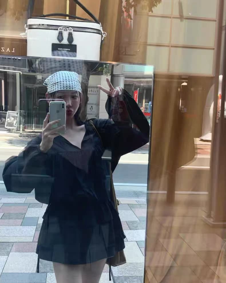 재고 있음 ins 한국 동대문 가을 새로운 V넥 레이스업 펌프 로프 허리 수축 셔츠 드레스 상세 이미지 24