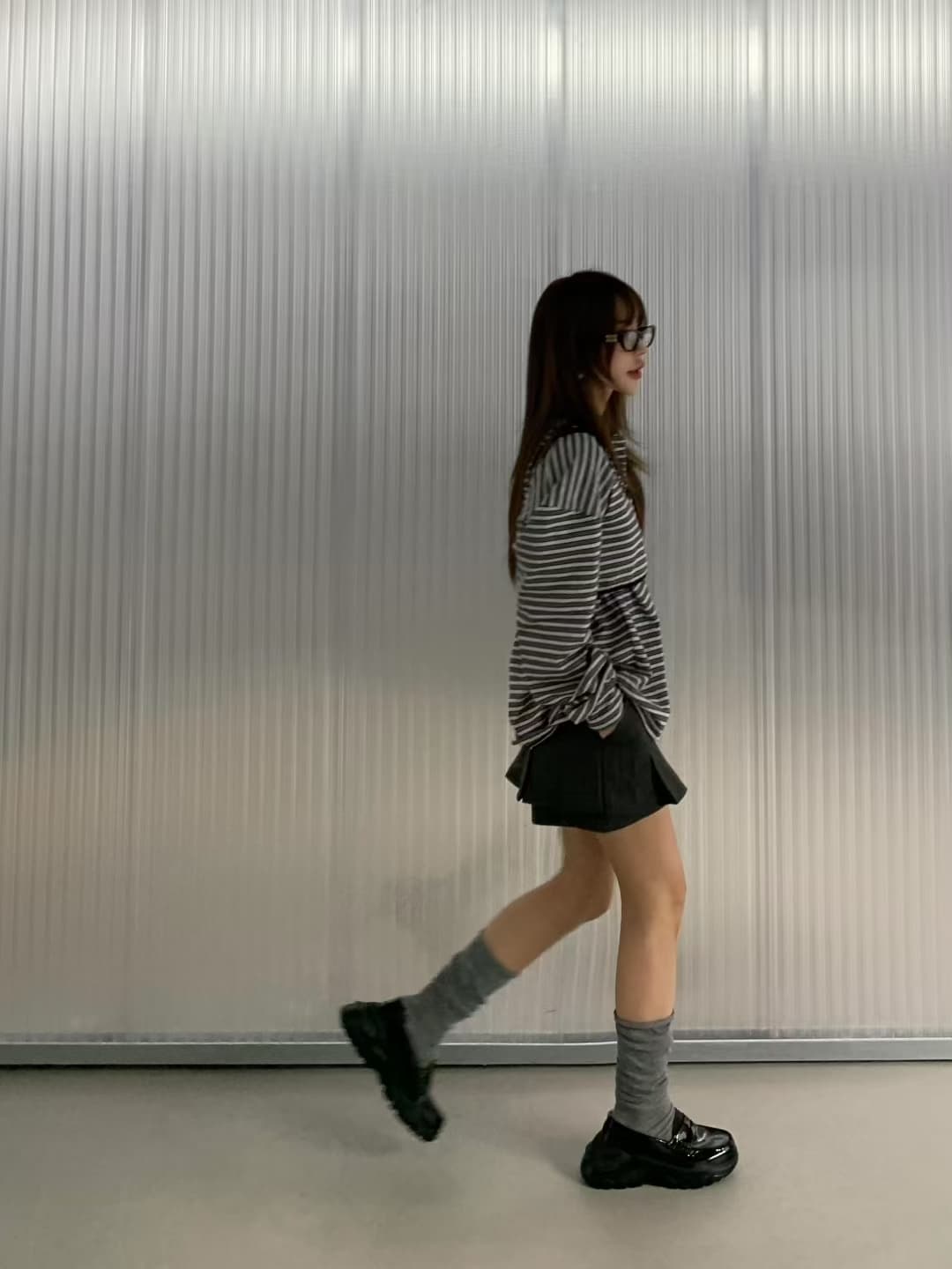 재고 있음 ins 한국 새로운 둘 착용 세련된 개성 스트라이프 POLO 칼라 다용도 긴팔 티셔츠 투피스 조끼 상세 이미지 28